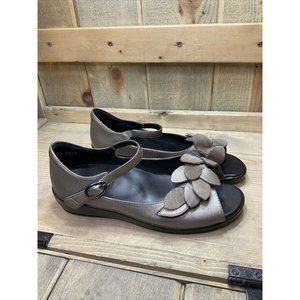 ZIERA Gold Taupe Leather Hook & Loop Orthotic Friendly Comfort Shoes 37 US 7